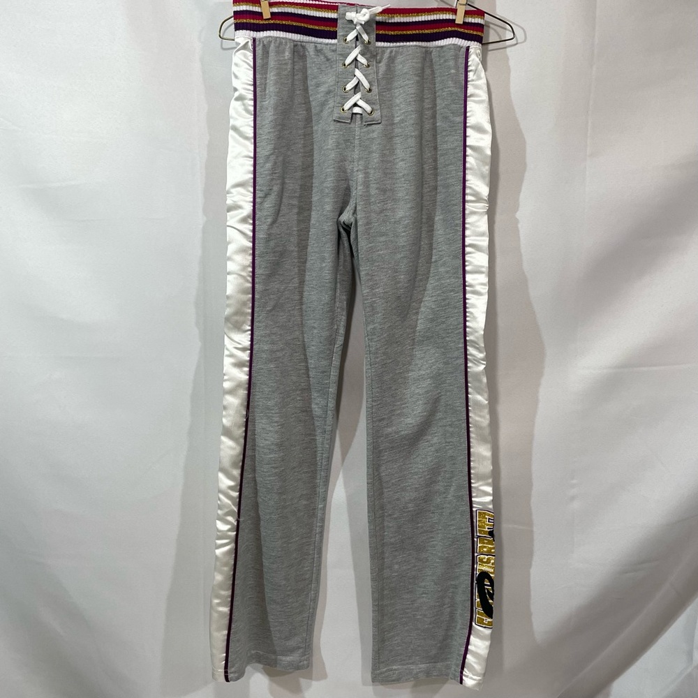 Bratz Sweatpants Girls 14/16 Y2k Track Pants Satin Trim Legs Spellout Flare Leg